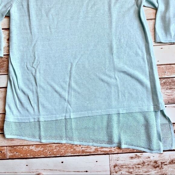 PureJill blue asymmetrical linen blend sweater M - Picture 2 of 4